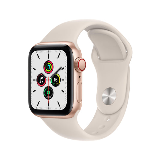 Apple Watch SE GPS + Cellular, 40mm Gold Aluminium Case with Starlight Sport Band - Regular