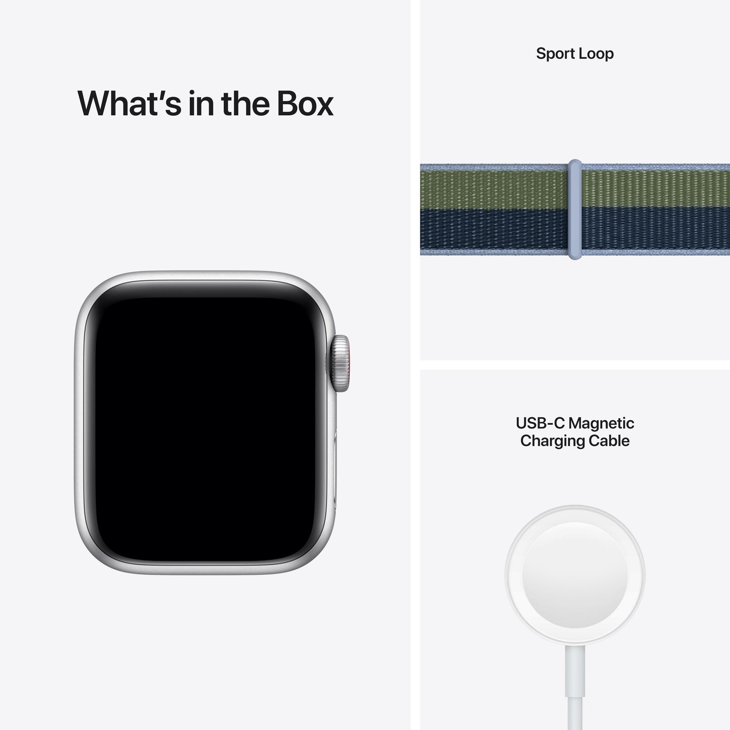 Apple Watch SE GPS + Cellular, 40mm Silver Aluminium Case with Abyss Blue/Moss Green Sport Loop