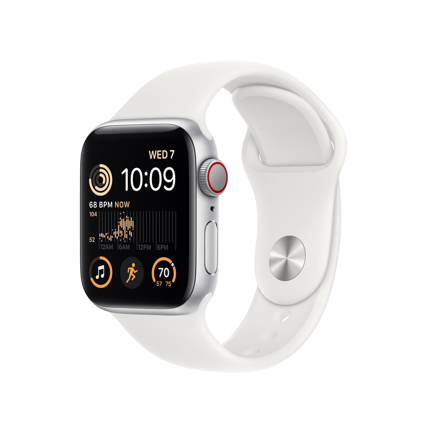 Apple Watch SE GPS + Cellular 40mm Silver Aluminium Case with White Sport Band - Regular