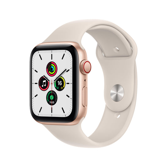 Apple Watch SE GPS + Cellular, 44mm Gold Aluminium Case with Starlight Sport Band - Regular