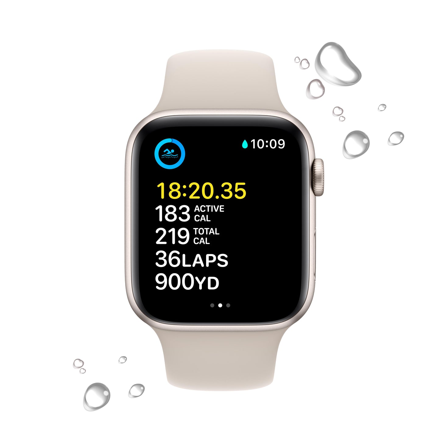 Apple Watch SE GPS + Cellular 44mm Starlight Aluminium Case with Starlight Sport Band - Regular