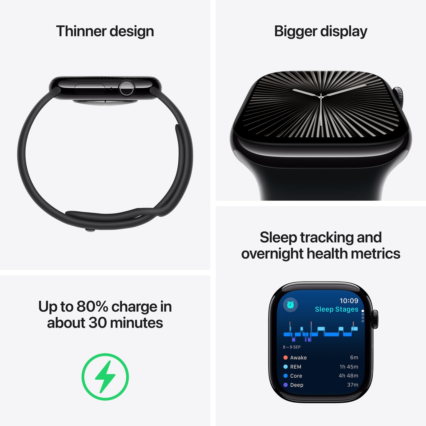 Apple Watch Series 10 GPS 42mm Jet Black Aluminium Case with Ink Sport Loop