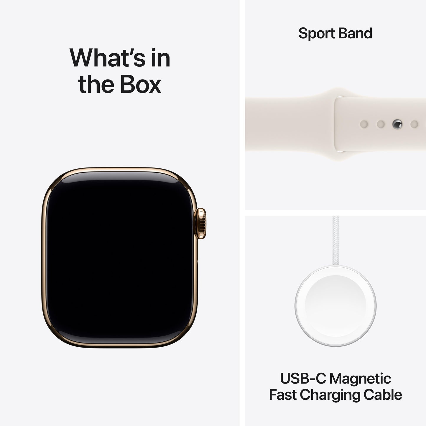Apple Watch Series 10 GPS + Cellular 42mm Gold Titanium Case with Starlight Sport Band - M/L
