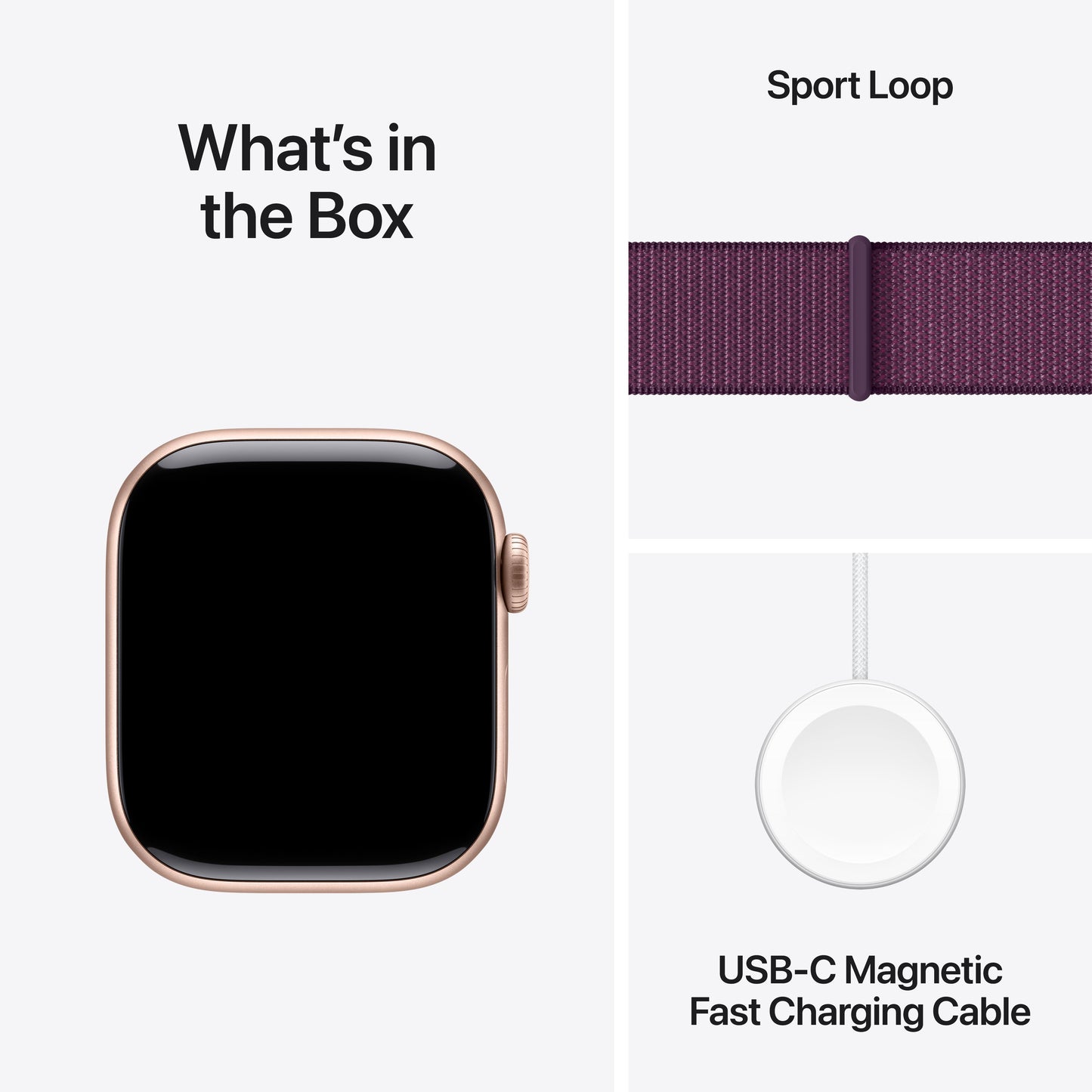 Apple Watch Series 10 GPS + Cellular 42mm Rose Gold Aluminium Case with Plum Sport Loop