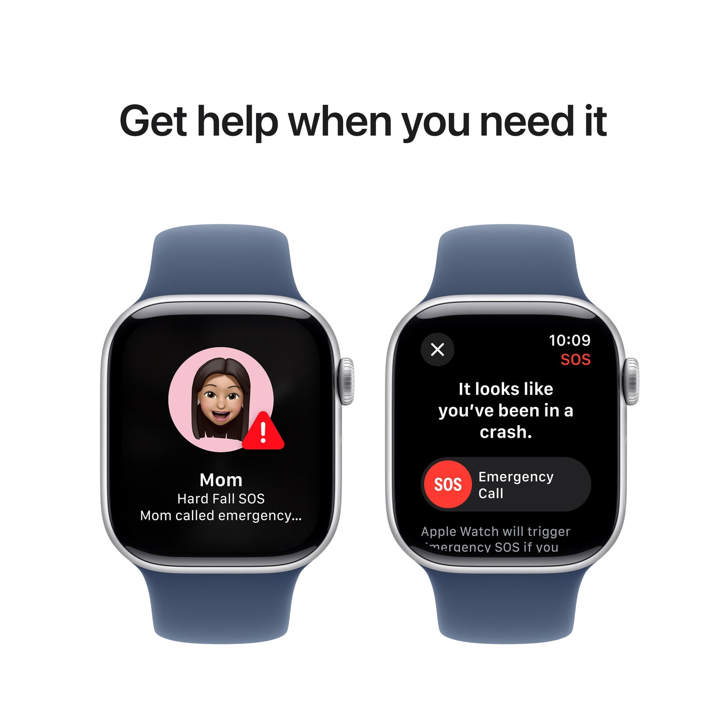 Apple Watch Series 10 GPS + Cellular 42mm Silver Aluminium Case with Denim Sport Band - M/L