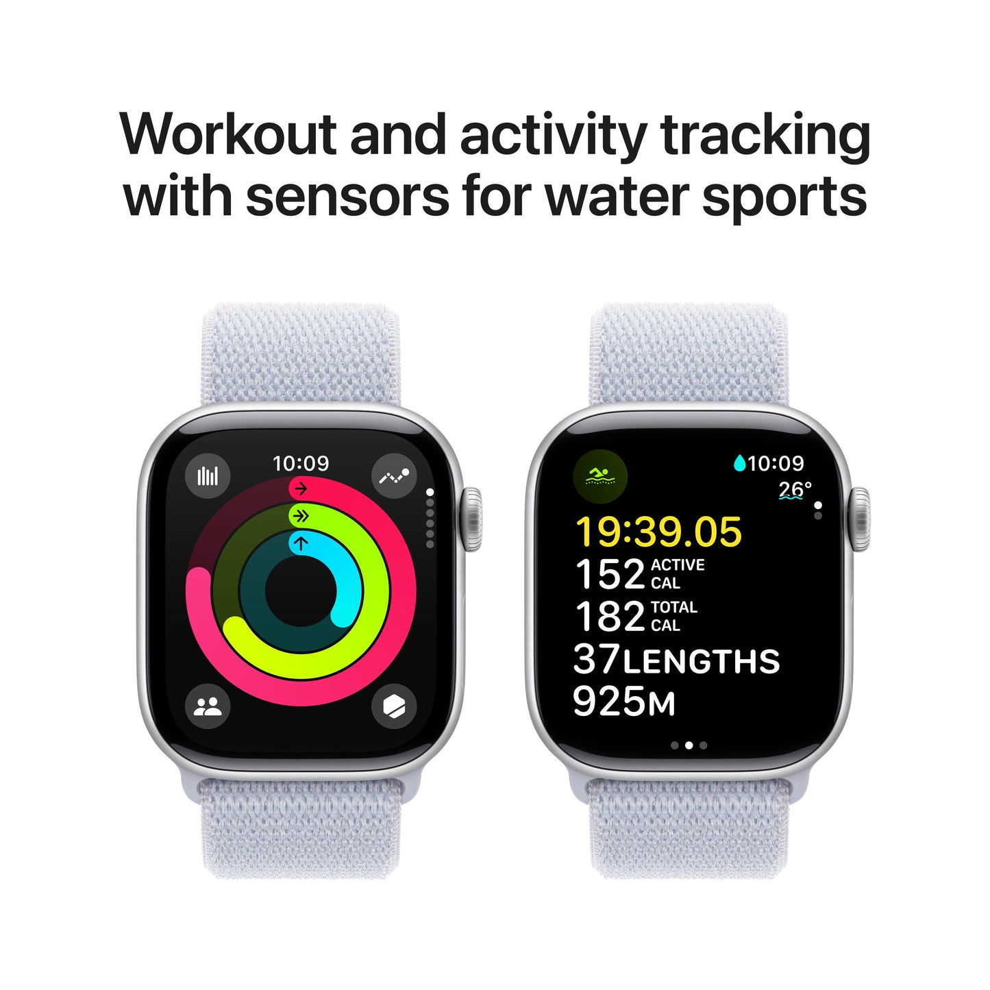 Apple Watch Series 10 GPS + Cellular 42mm Silver Aluminium Case with Blue Cloud Sport Loop