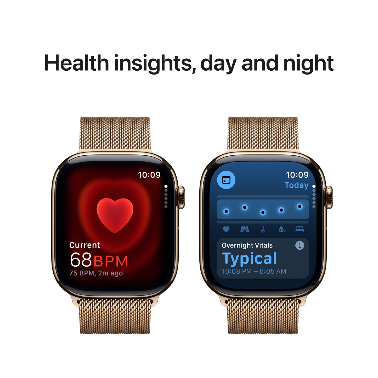 Apple Watch Series 10 GPS + Cellular 46mm Gold Titanium Case with Gold Milanese Loop - S/M