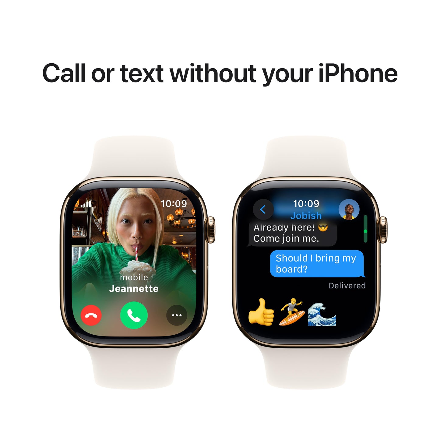 Apple Watch Series 10 GPS + Cellular 46mm Gold Titanium Case with Starlight Sport Band - M/L