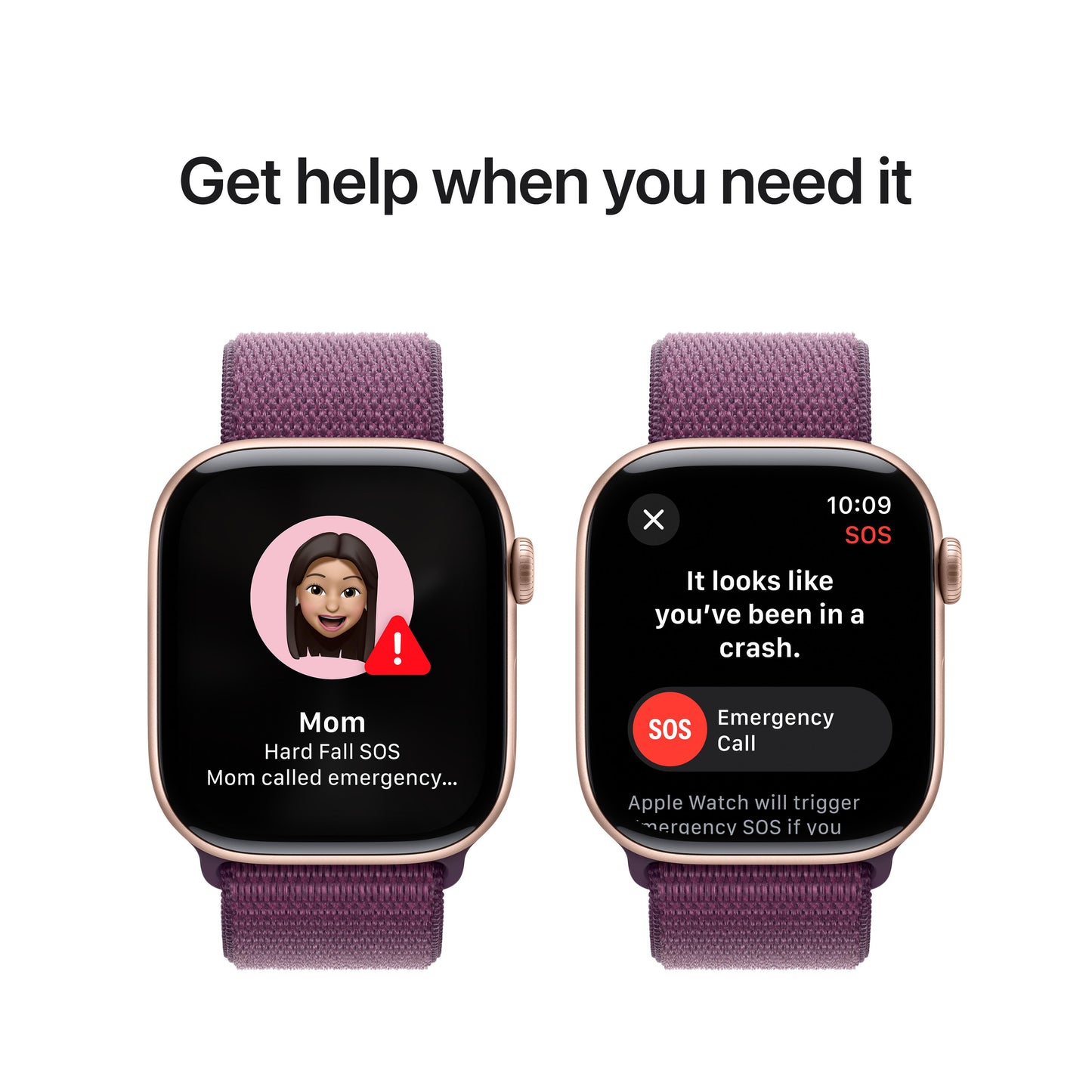 Apple Watch Series 10 GPS + Cellular 46mm Rose Gold Aluminium Case with Plum Sport Loop