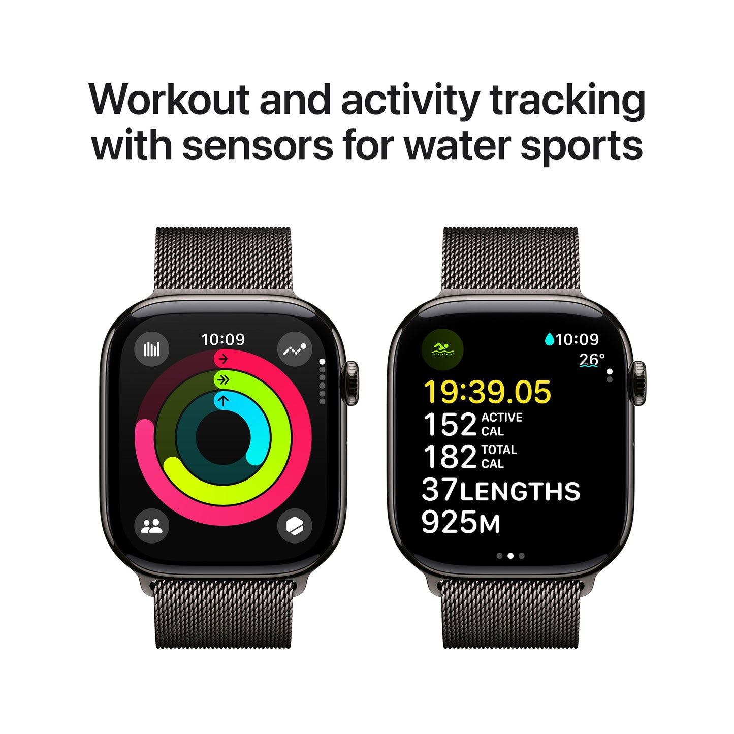 Apple Watch Series 10 GPS + Cellular 46mm Slate Titanium Case with Slate Milanese Loop - S/M