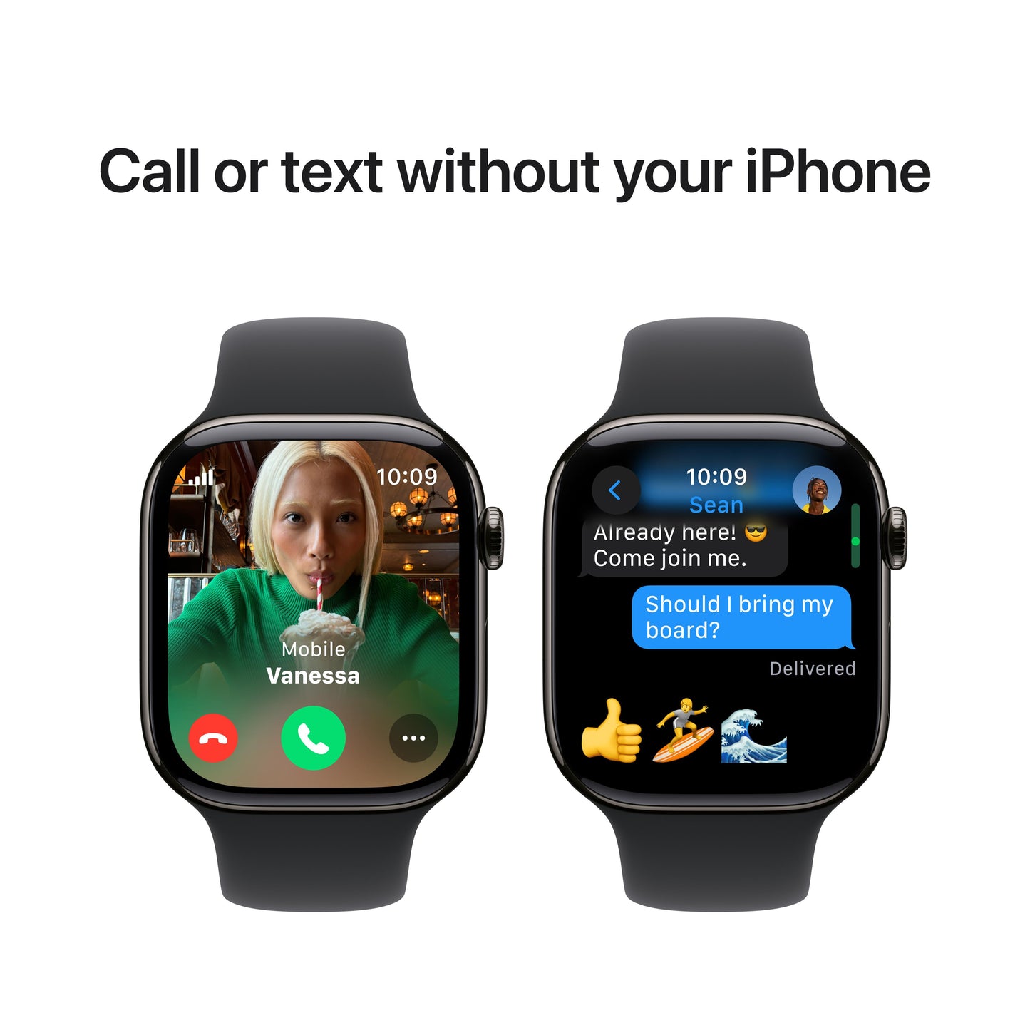 Apple Watch Series 10 GPS + Cellular 46mm Slate Titanium Case with Black Sport Band - S/M