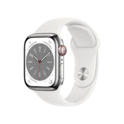 Apple Watch Series 8 GPS + Cellular 41mm Silver Stainless Steel Case with White Sport Band - Regular