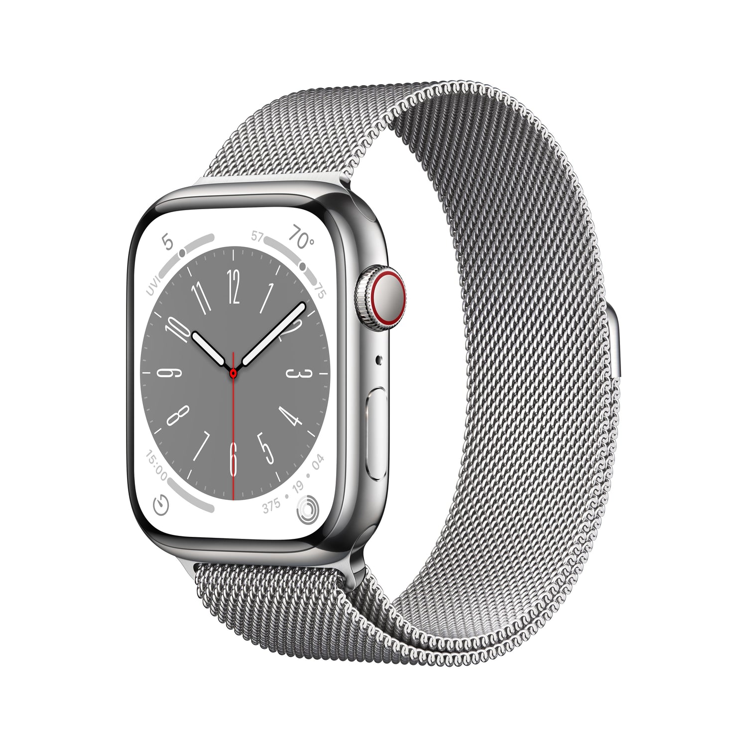 Apple Watch Series 8 GPS + Cellular 45mm Silver Stainless Steel Case with Silver Milanese Loop