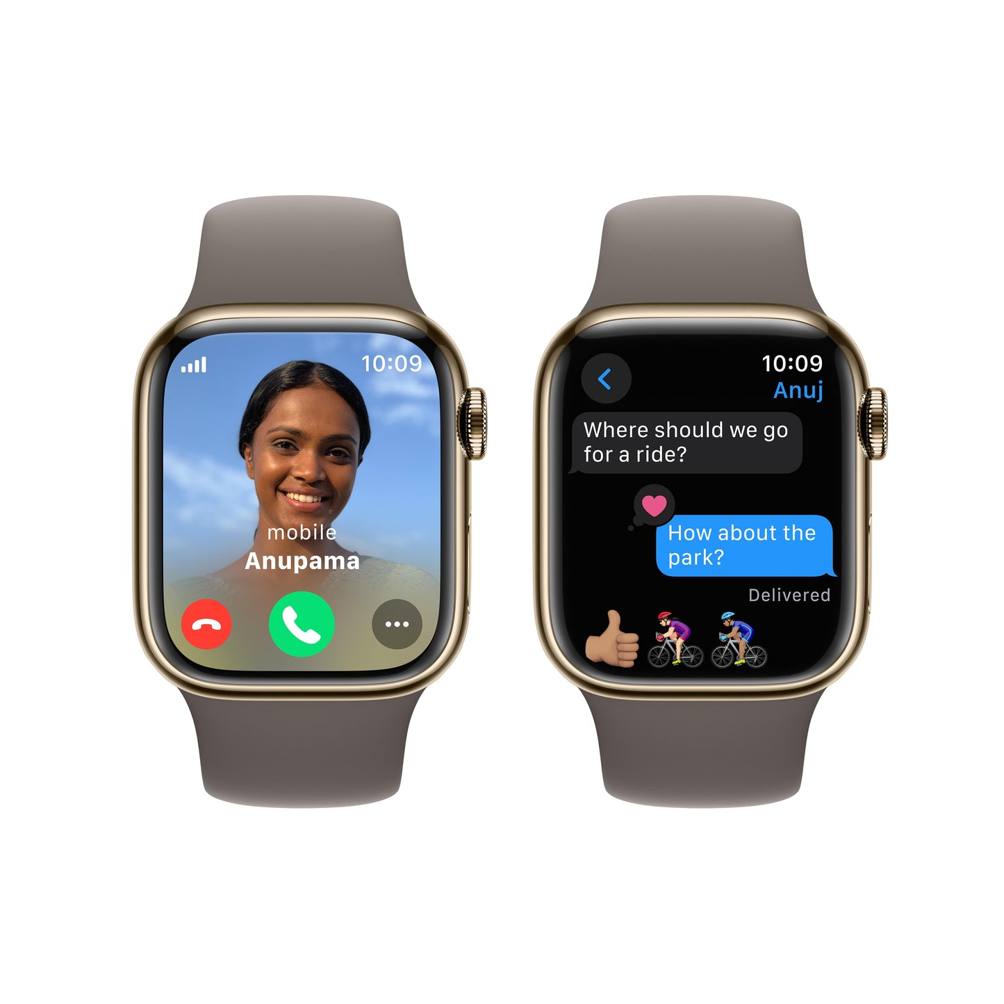 Apple Watch Series 9 GPS + Cellular 41mm Gold Stainless Steel Case with Clay Sport Band - M/L