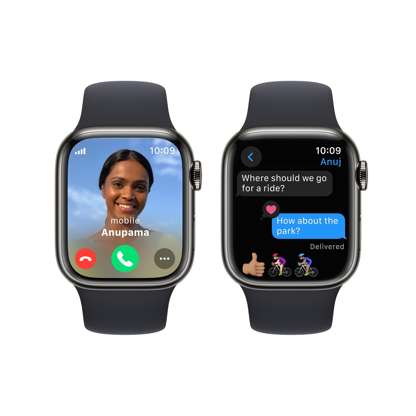 Apple Watch Series 9 GPS + Cellular 41mm Graphite Stainless Steel Case with Midnight Sport Band - S/M