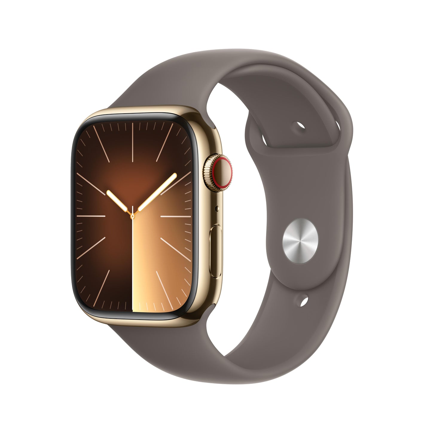 Apple Watch Series 9 GPS + Cellular 45mm Gold Stainless Steel Case with Clay Sport Band - M/L