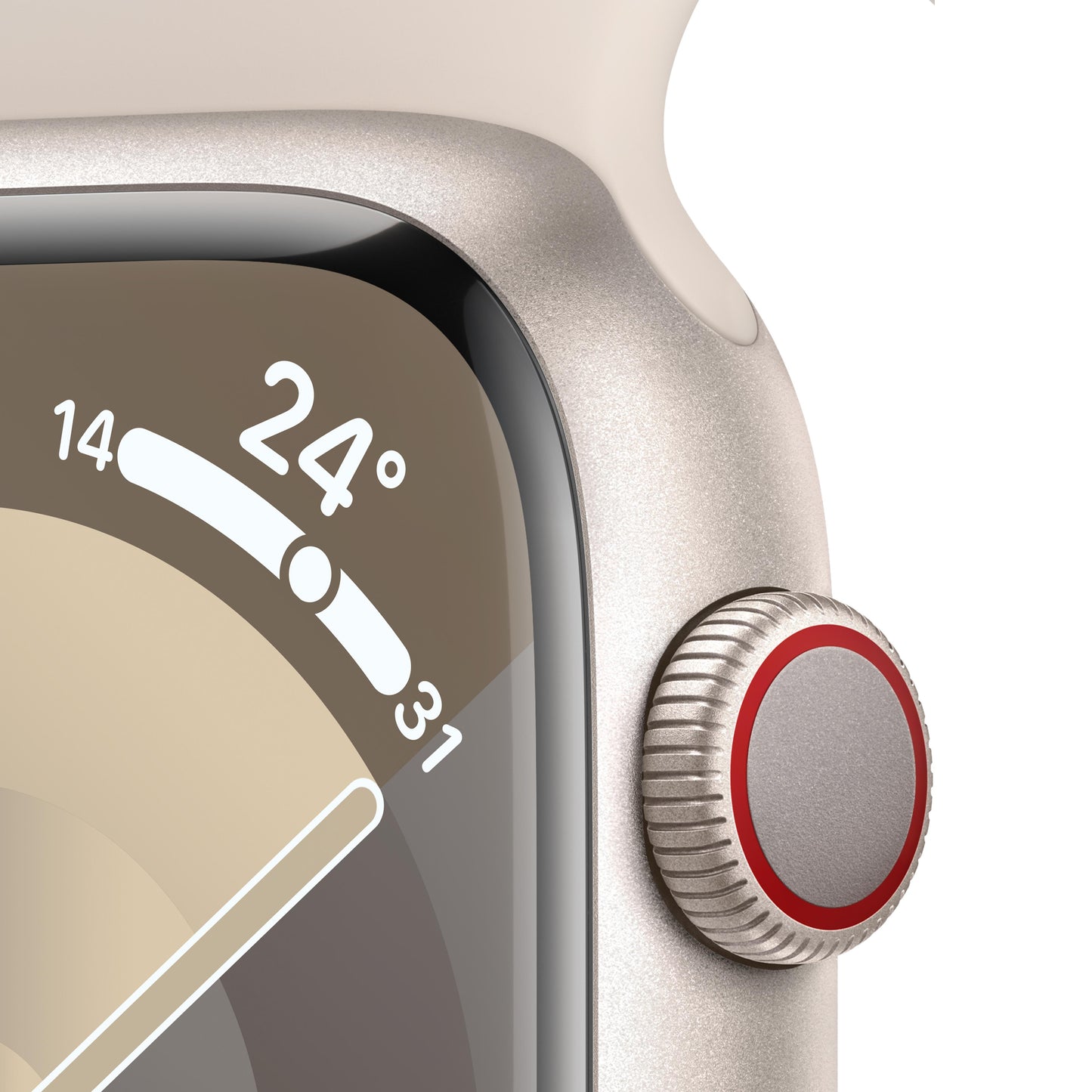 Apple Watch Series 9 GPS + Cellular 45mm Starlight Aluminium Case with Starlight Sport Band - S/M