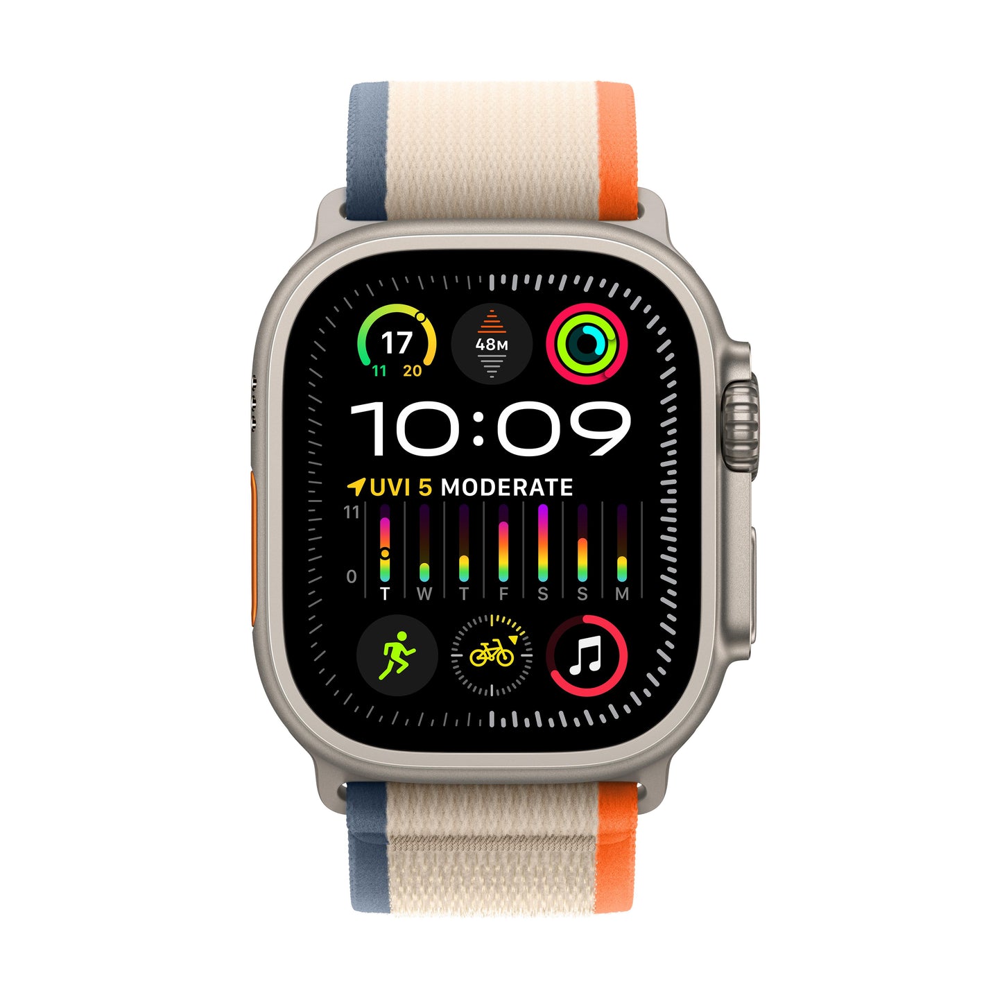 Apple Watch Ultra 2 GPS + Cellular 49mm Titanium Case with Orange/Beige Trail Loop - S/M