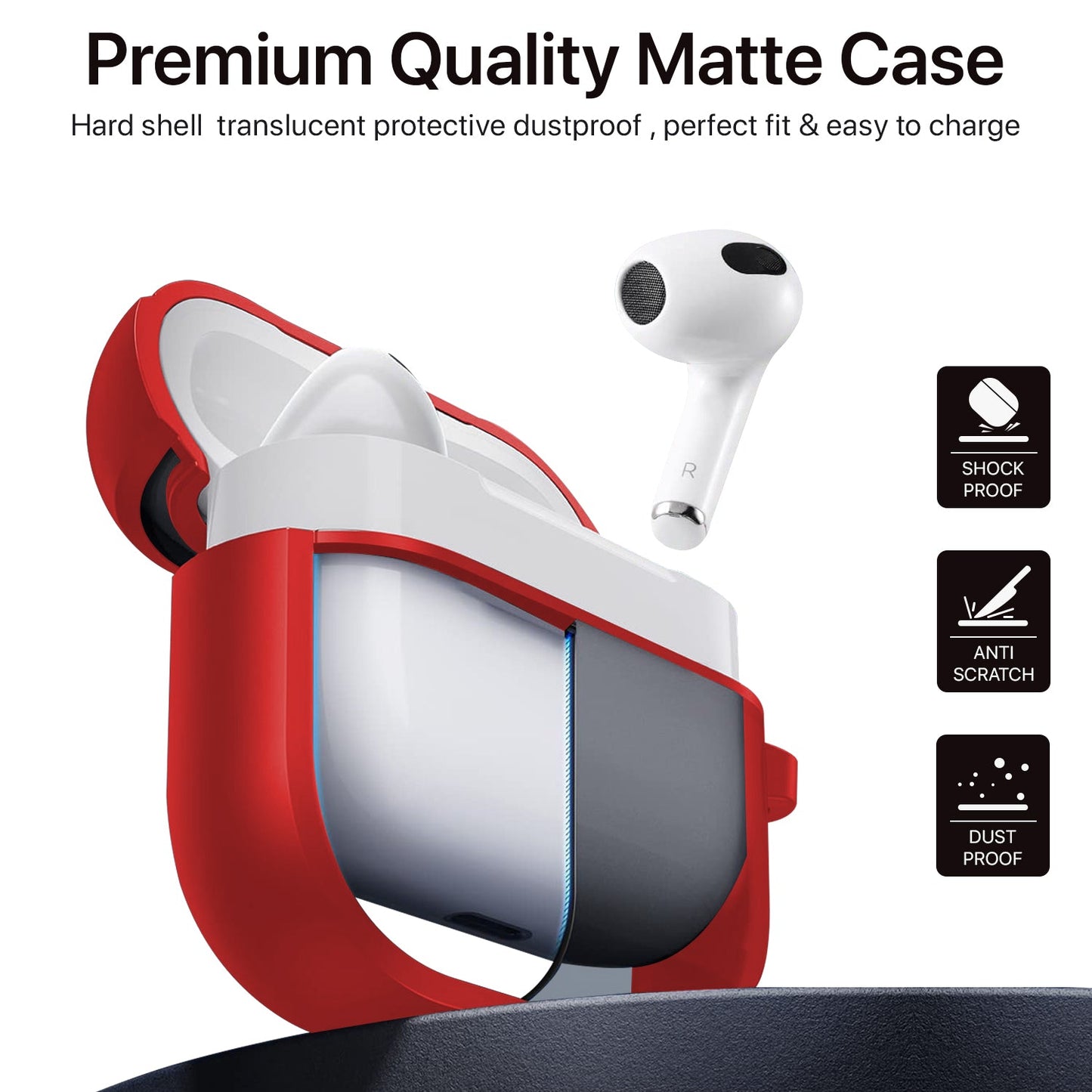 Gripp Bolt Matte Case + Keyring Hook For Airpods 3 - Red