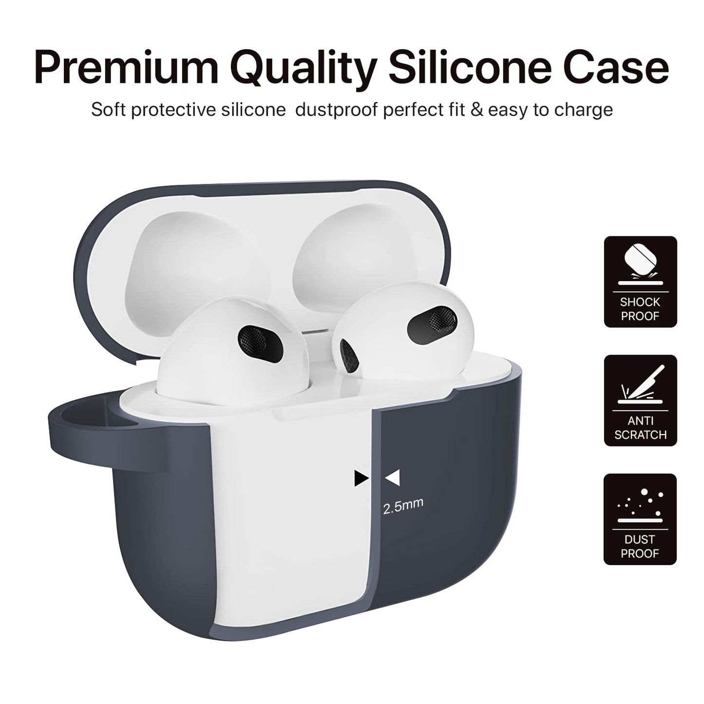 Gripp Airpods 3 Silicon Case + Strap + Keyring Hook - Charcoal