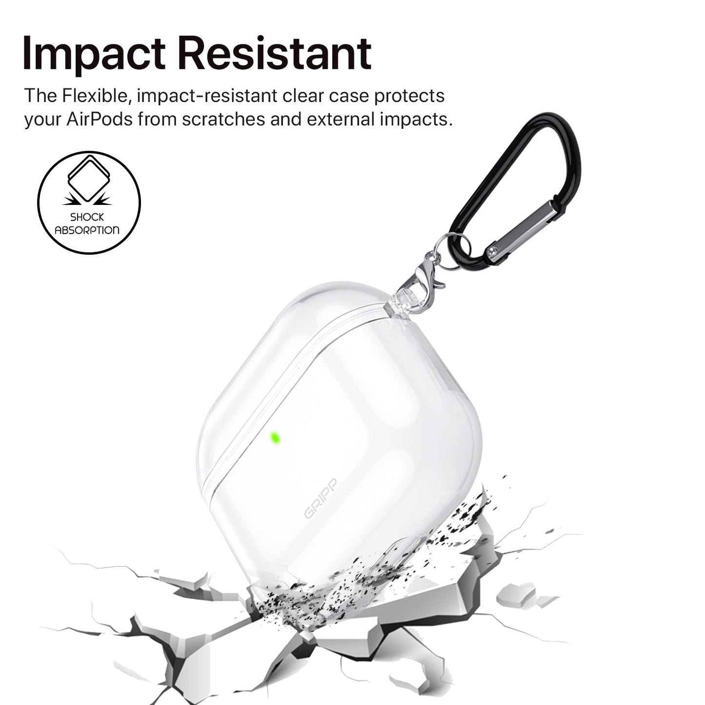 Gripp Clear Case + Keyring Hook For Airpods 3 - Clear