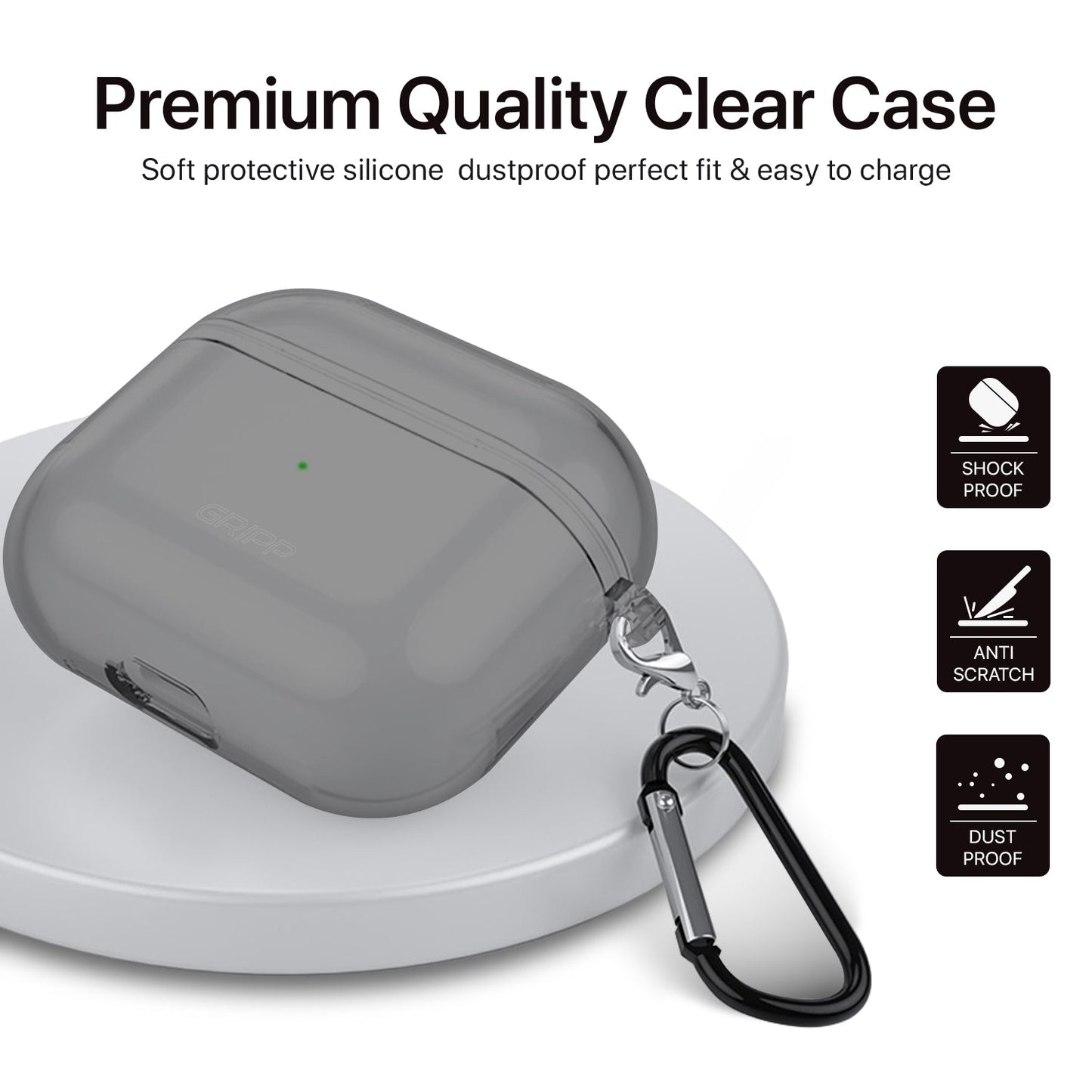 Gripp Smoke Case + Keyring Hook For Airpods 3 - Smoke