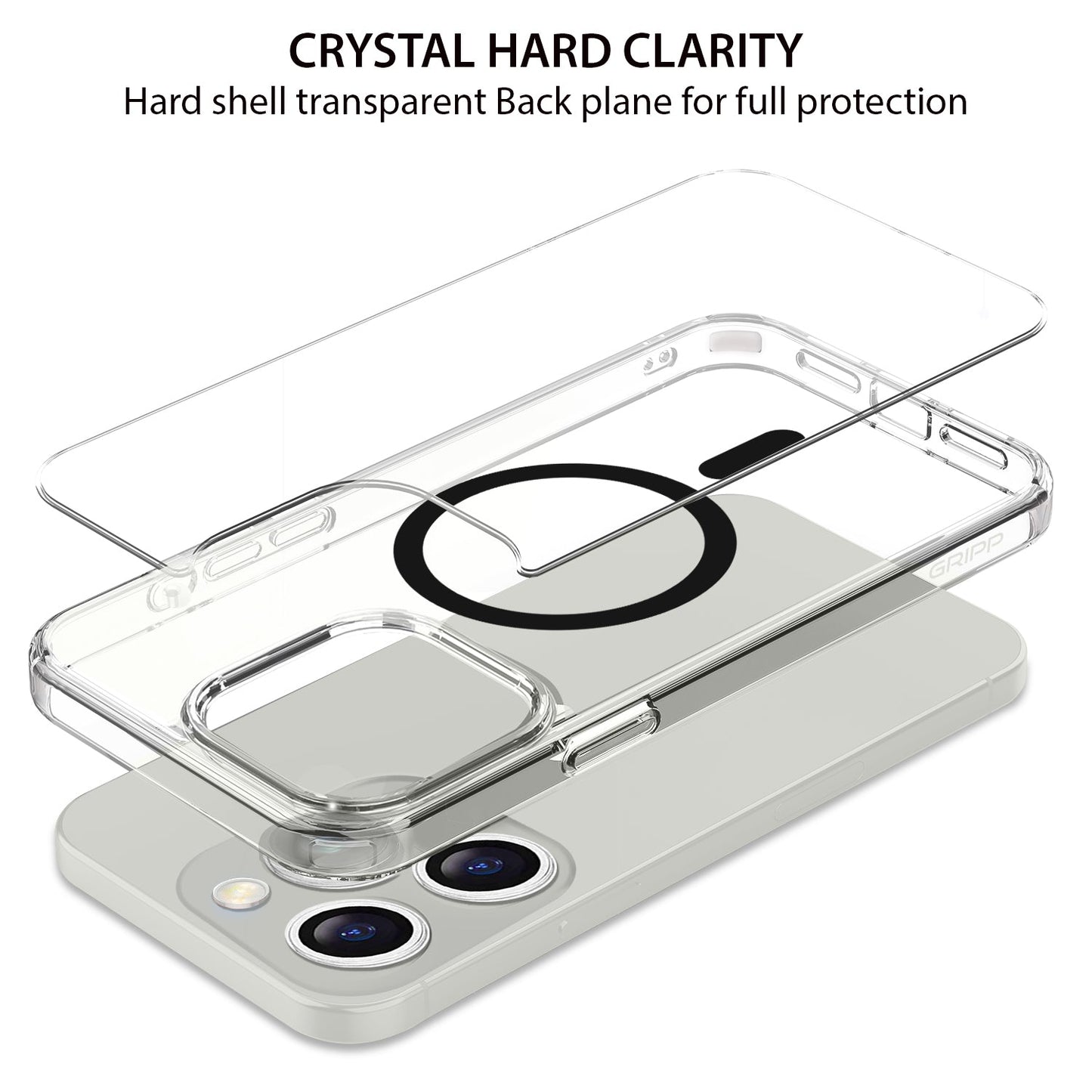 Gripp Clear Magsafe Case For Apple Iphone 14 Pro Max (6.7") With Black Ring - Clear