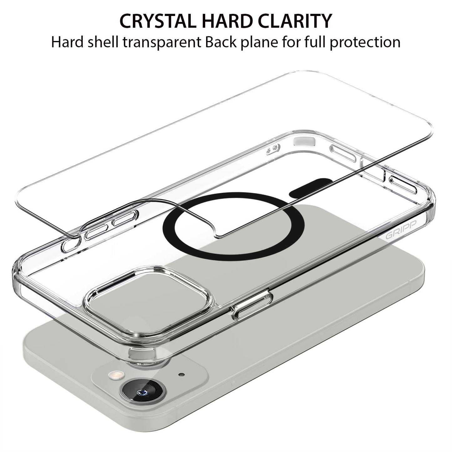 Gripp Clear Magsafe Case For Apple Iphone 14 Plus (6.7") With Black Ring - Clear