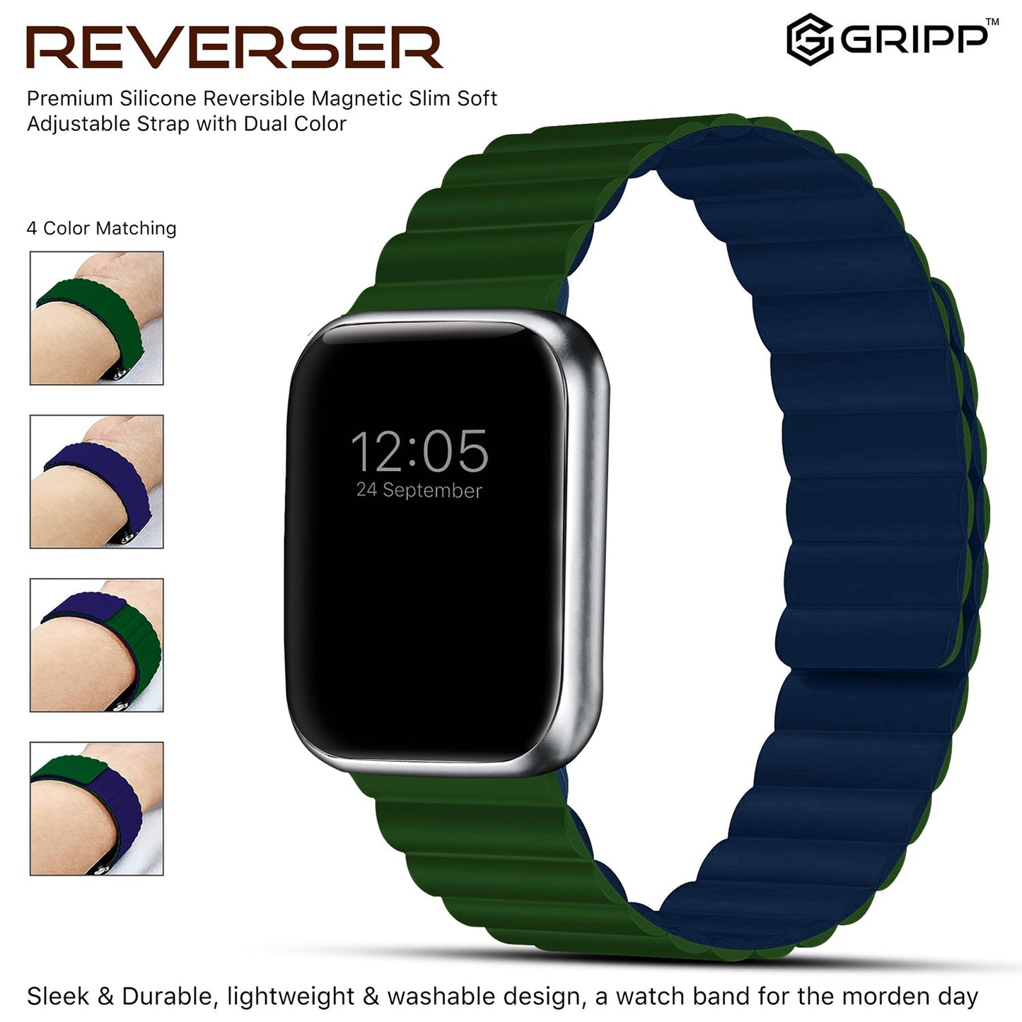 Gripp 41mm Reverser Watch Strap - Green/blue