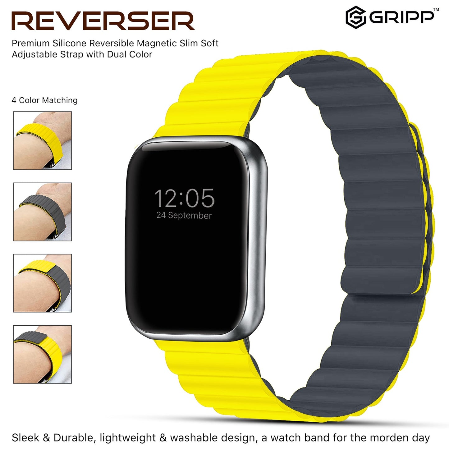 Gripp 41mm Reverser Watch Strap - Grey/yellow