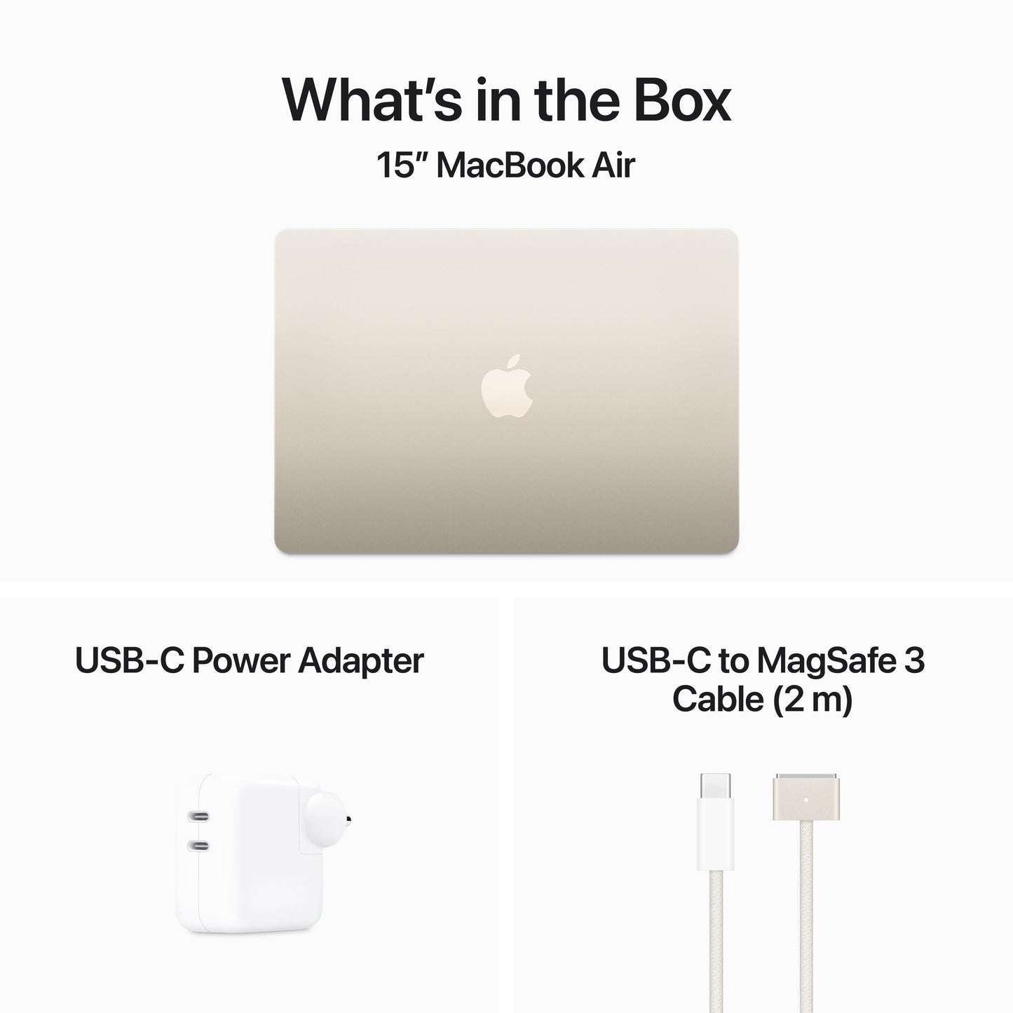 15-inch MacBook Air: Apple M3 chip with 8‑core CPU and 10‑core GPU, 256GB SSD - Starlight