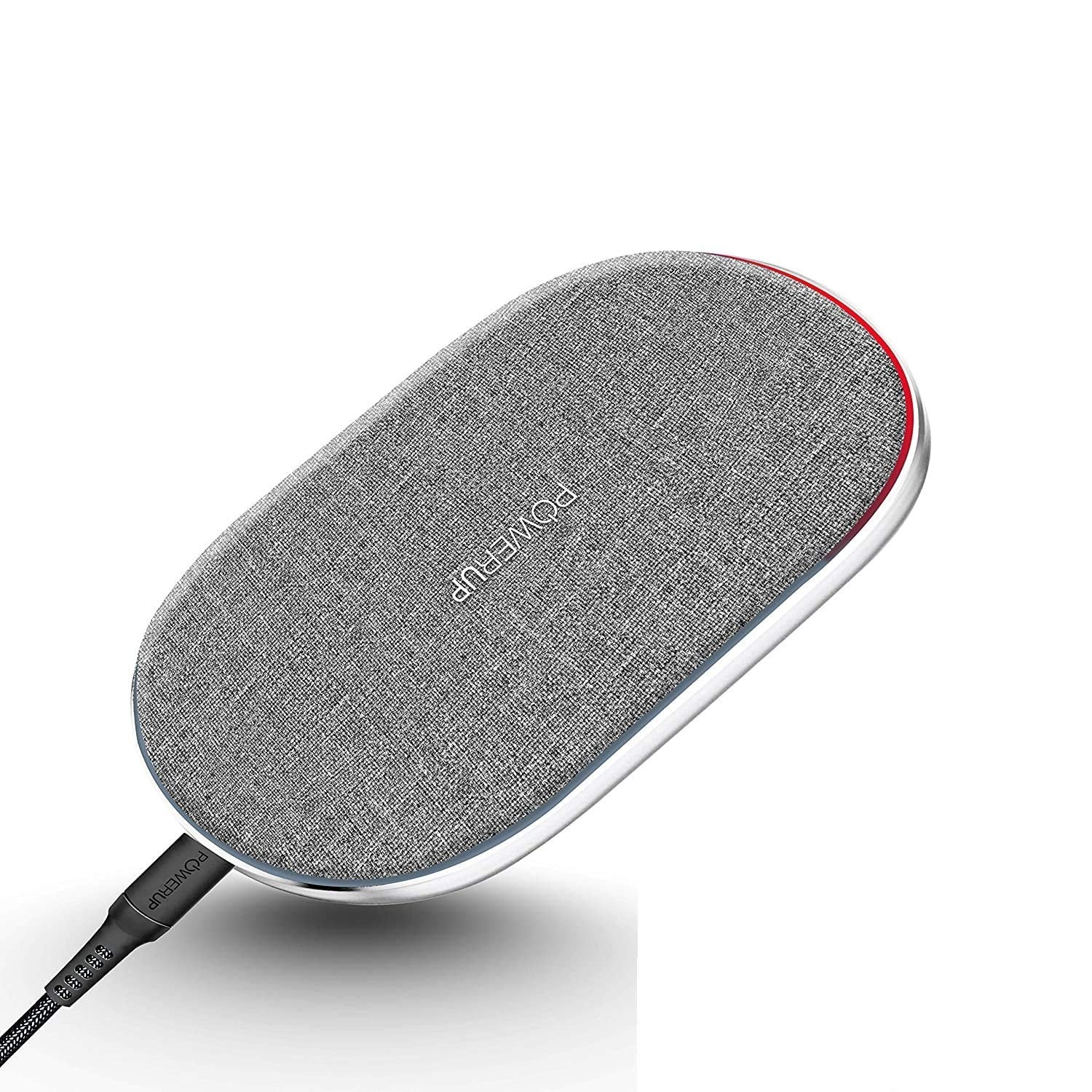 Powerup Power Desk Wireless Charger Dual Coil 10w Quick Charger - Grey