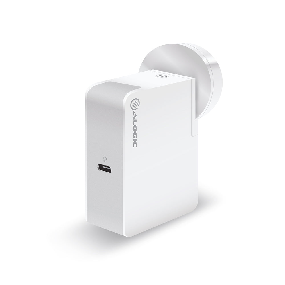 Alogic 60w Usb-c Wall Charger With Power Delivery, Travel Edition With Au, Eu, Uk, Us Plugs, Compatible With Macbook, Hp, Dell, Lenovo, Asus / Any Laptops Or Smart Phones Or Ipads/ Tablets With Usb-c- 2m Cable Included.