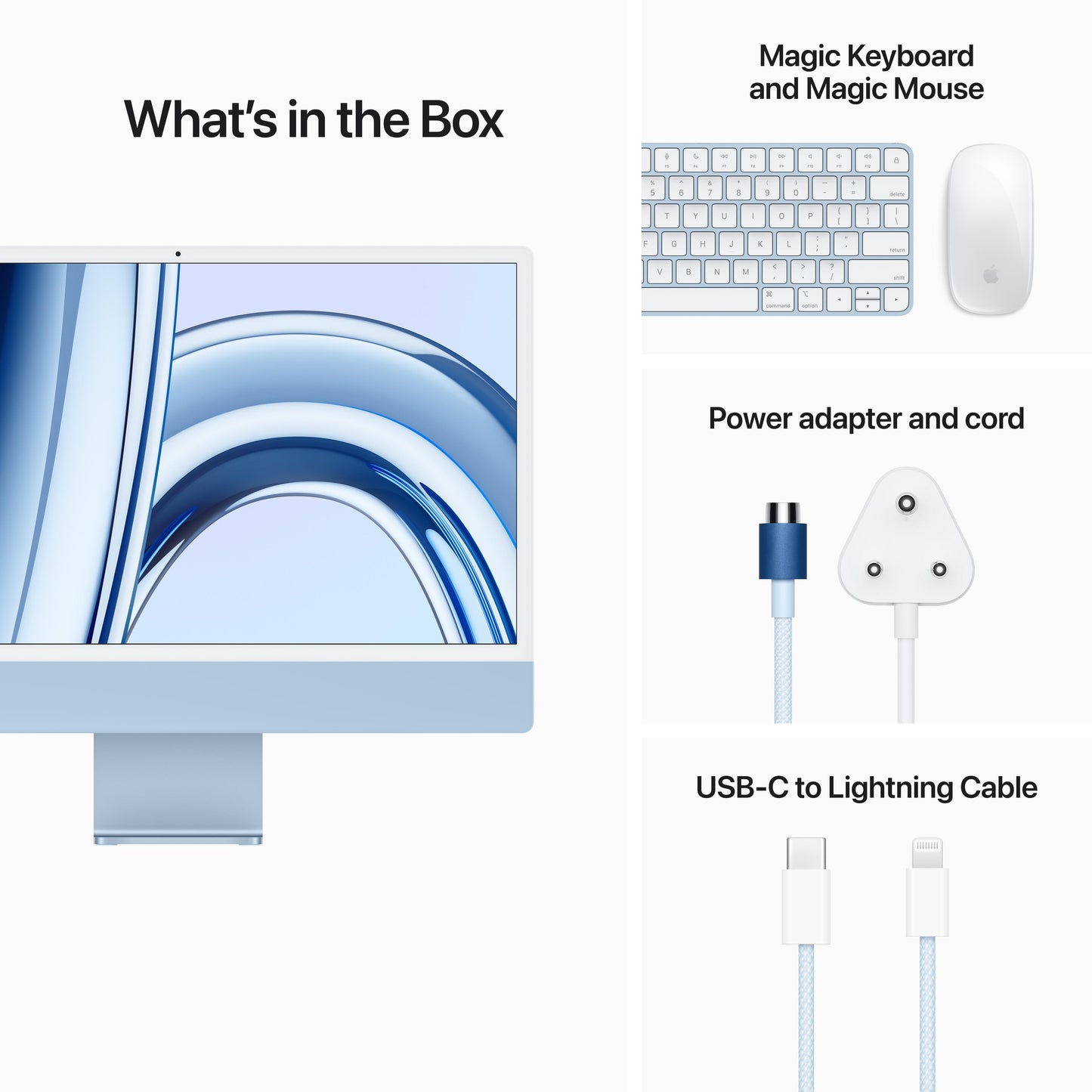 24-inch iMac with Retina 4.5K display: Apple M3 chip with 8‑core CPU and 8‑core GPU, 256GB SSD - Blue