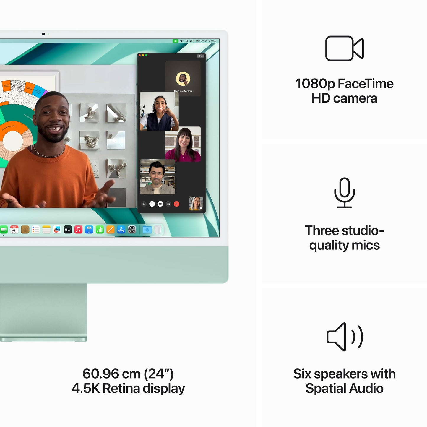 24-inch iMac with Retina 4.5K display: Apple M3 chip with 8‑core CPU and 10‑core GPU, 256GB SSD - Green