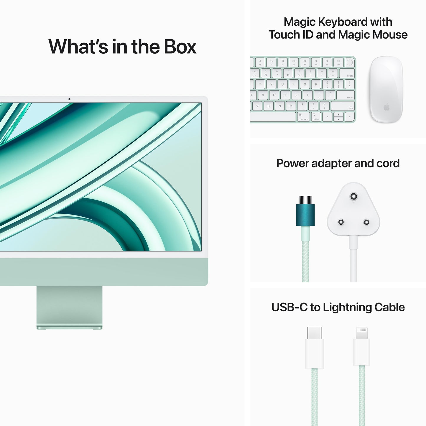 24-inch iMac with Retina 4.5K display: Apple M3 chip with 8‑core CPU and 10‑core GPU, 256GB SSD - Green