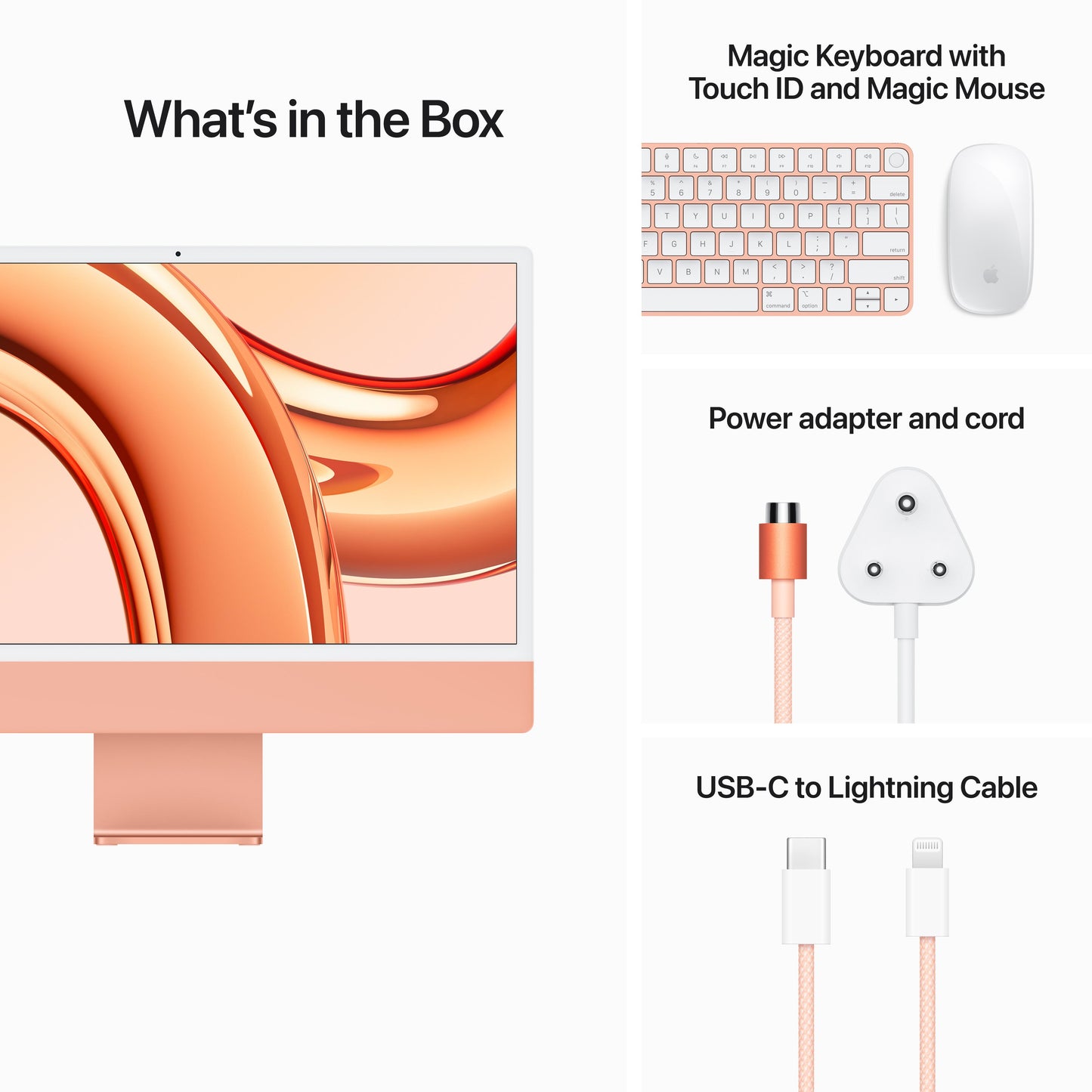 24-inch iMac with Retina 4.5K display: Apple M3 chip with 8‑core CPU and 10‑core GPU, 512GB SSD - Orange