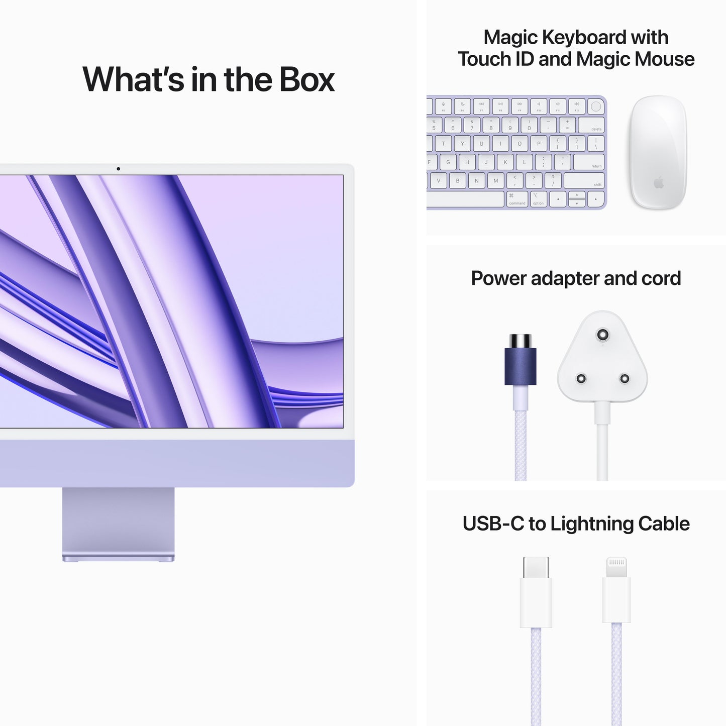 24-inch iMac with Retina 4.5K display: Apple M3 chip with 8‑core CPU and 10‑core GPU, 512GB SSD - Purple