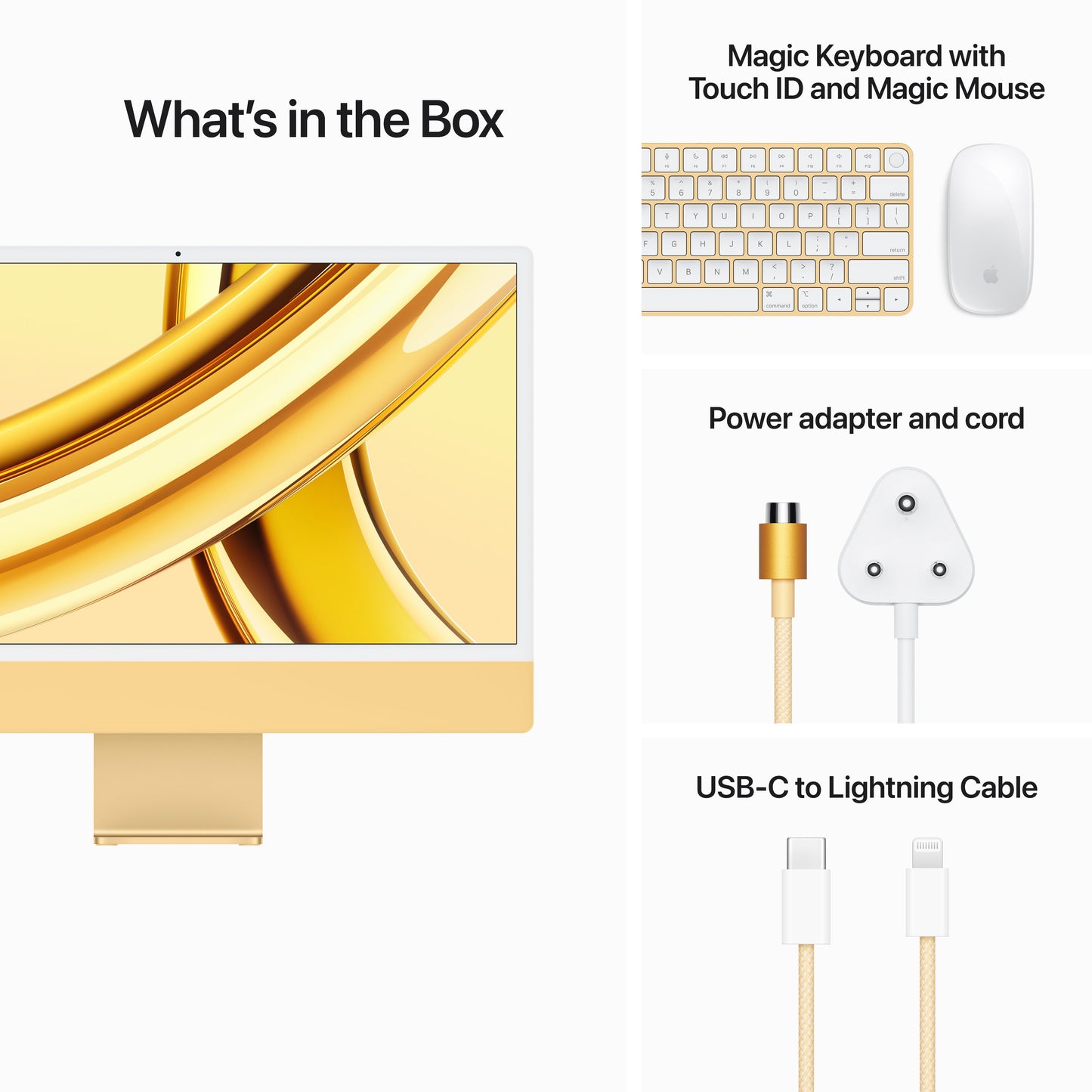 24-inch iMac with Retina 4.5K display: Apple M3 chip with 8‑core CPU and 10‑core GPU, 512GB SSD - Yellow