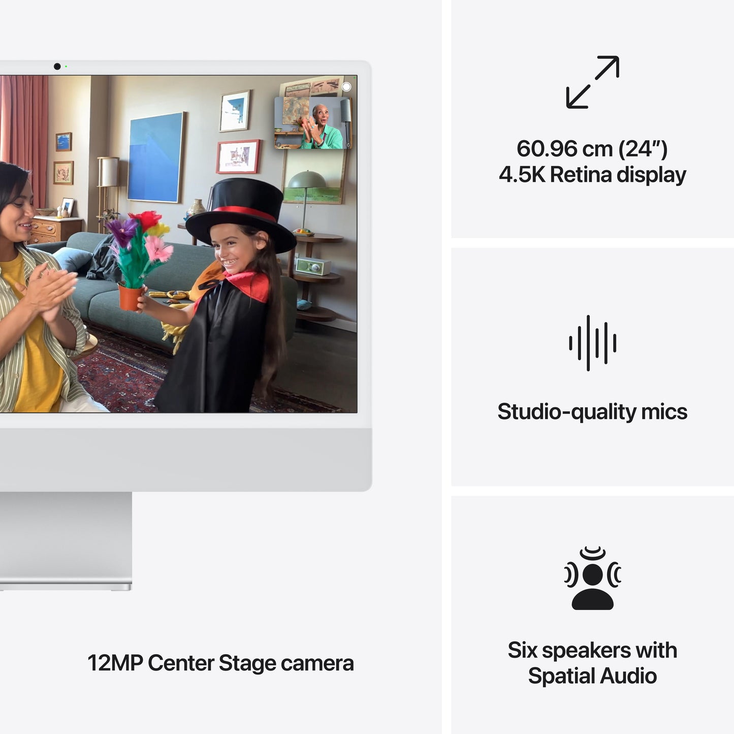 24-inch iMac with Retina 4.5K display: Apple M4 chip with 10-core CPU and 10-core GPU, 256GB SSD - Silver