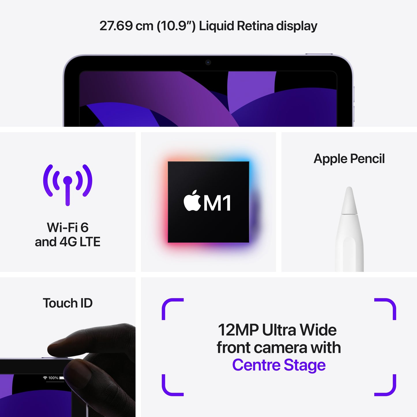 2022 iPad Air Wi-Fi + Cellular 256GB - Purple (5th generation)
