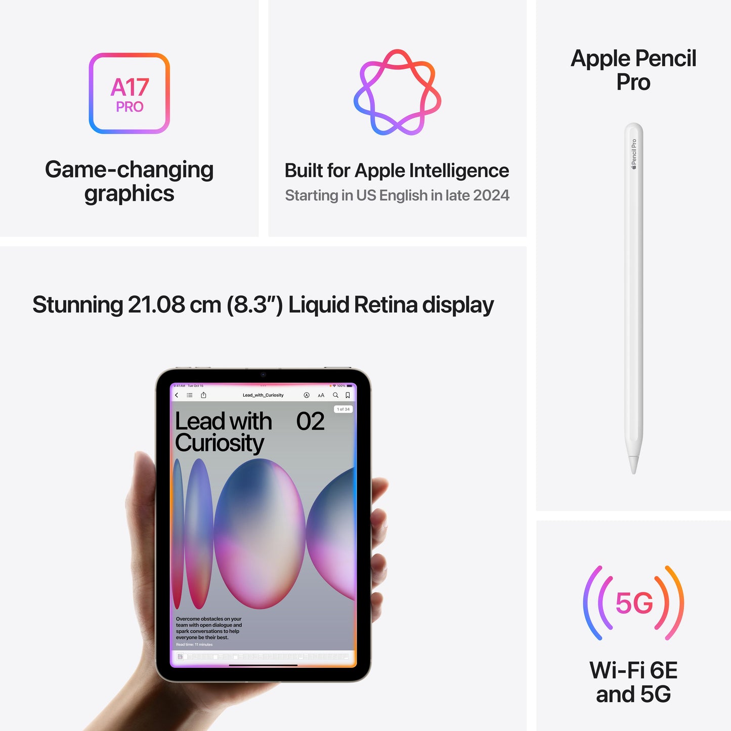 iPad mini Wi-Fi + Cellular 128GB - Starlight (A17 Pro)