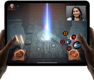 iPad Pro showing a high-performance game being played in Shareplay