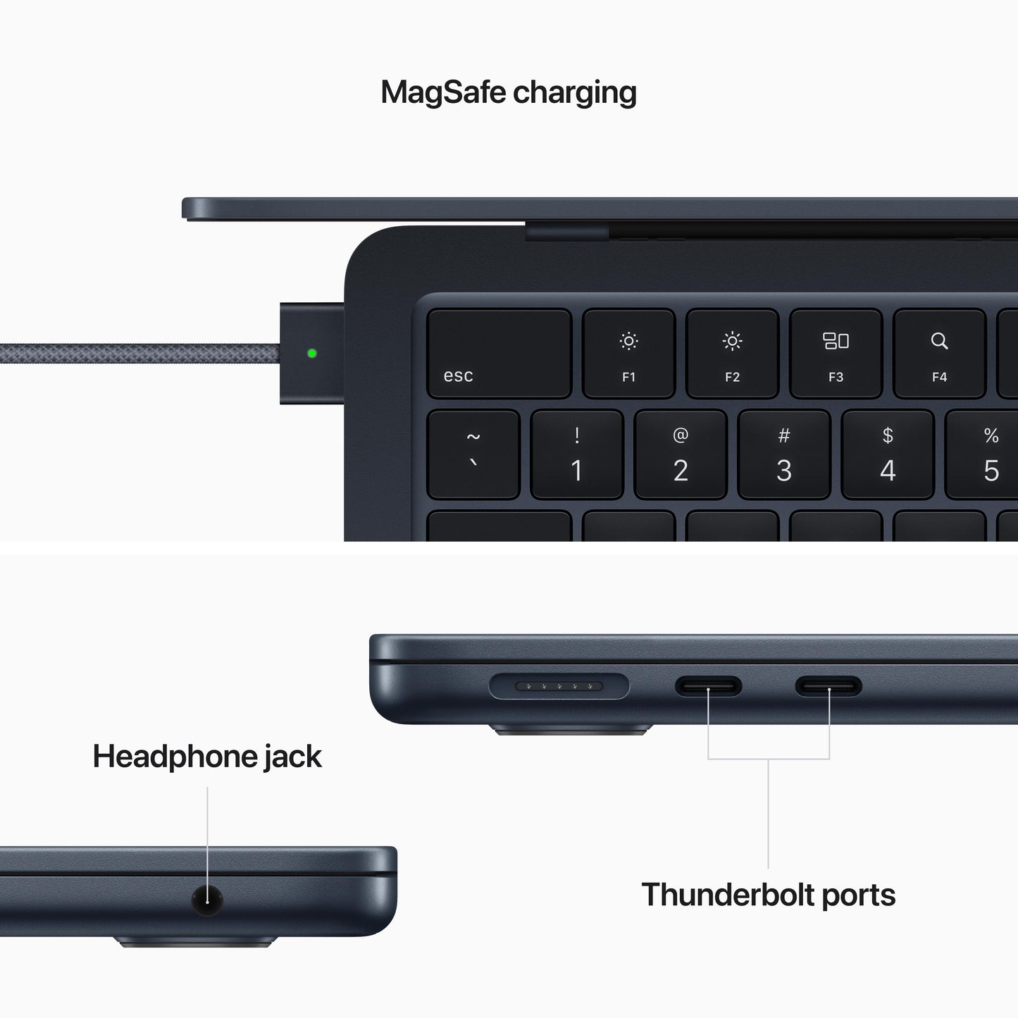 13-inch MacBook Air: Apple M2 chip with 8‑core CPU and 8‑core GPU, 256GB SSD - Midnight